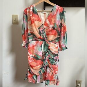 Adelyn Rae Multicolor Ruched Midi Dress